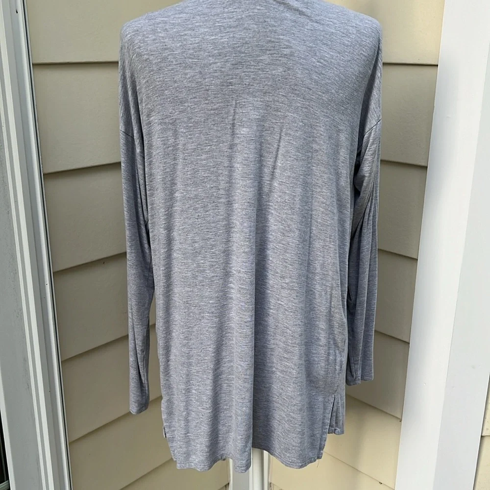 Vince Camuto Draped Waterfall Cardigan Light Gray Open Front  Minimalist Capsule